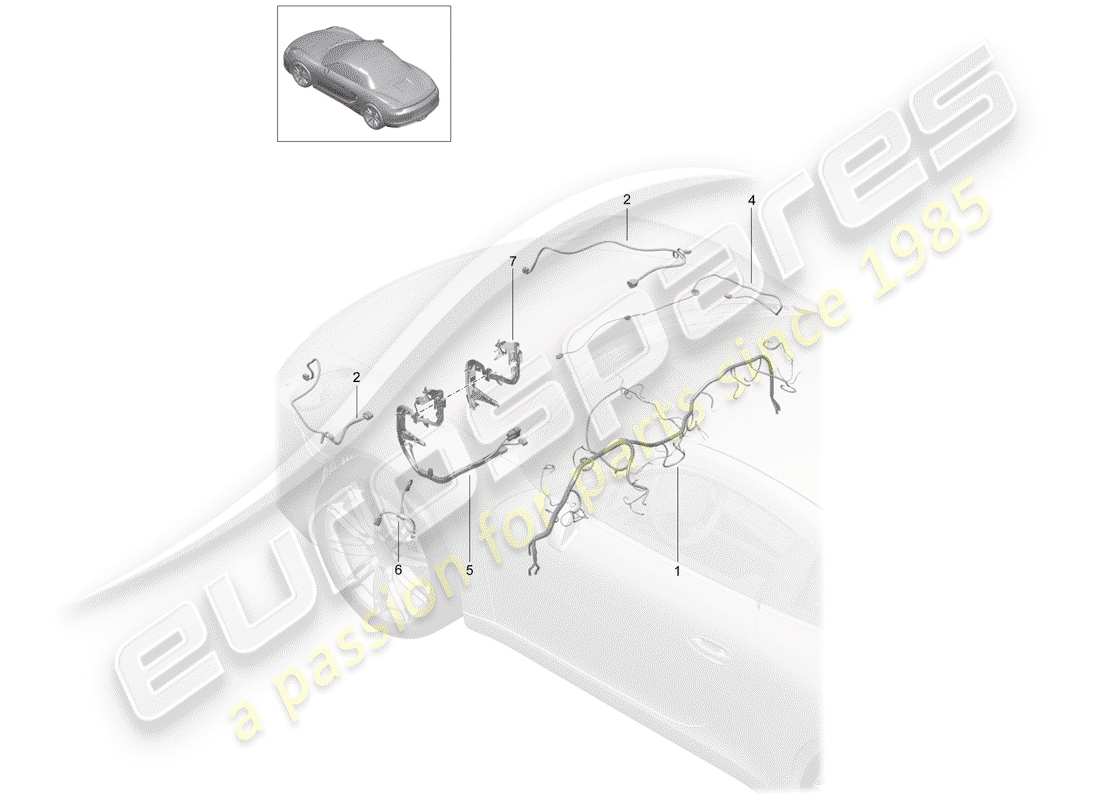 Porsche Boxster 981 (2012) wiring harnesses Part Diagram