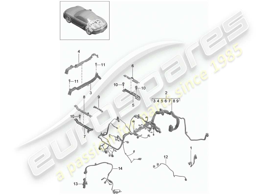 Porsche Boxster 981 (2012) wiring harnesses Part Diagram
