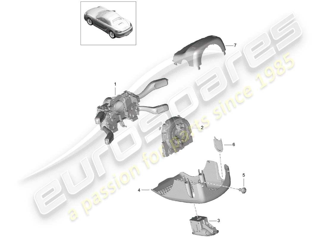 Porsche Boxster 981 (2012) STEERING COLUMN SWITCH Part Diagram