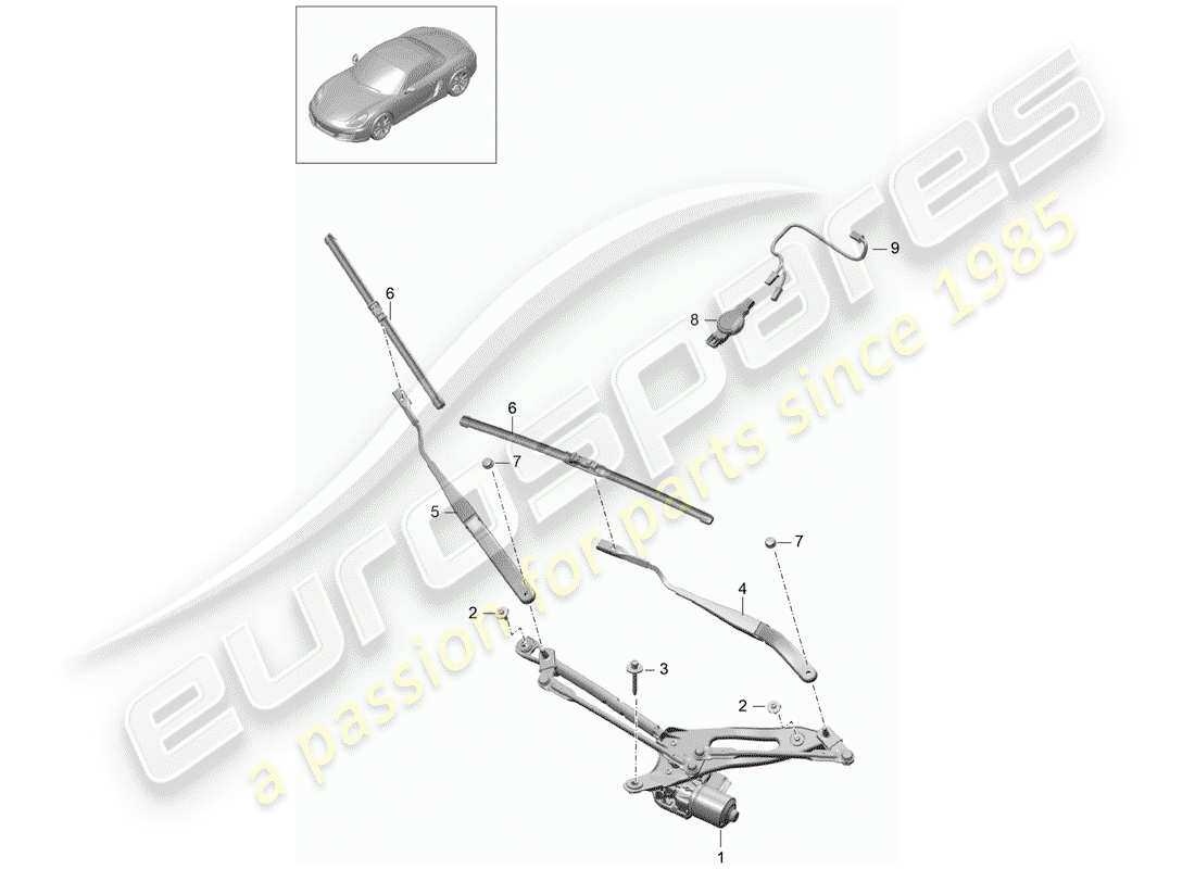 Porsche Boxster 981 (2012) WINDSHIELD WIPER SYSTEM COMPL. Part Diagram