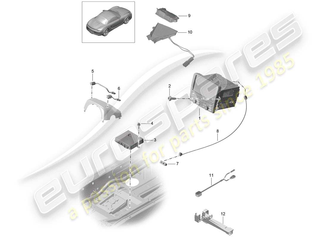 Porsche Boxster 981 (2012) operating unit Part Diagram