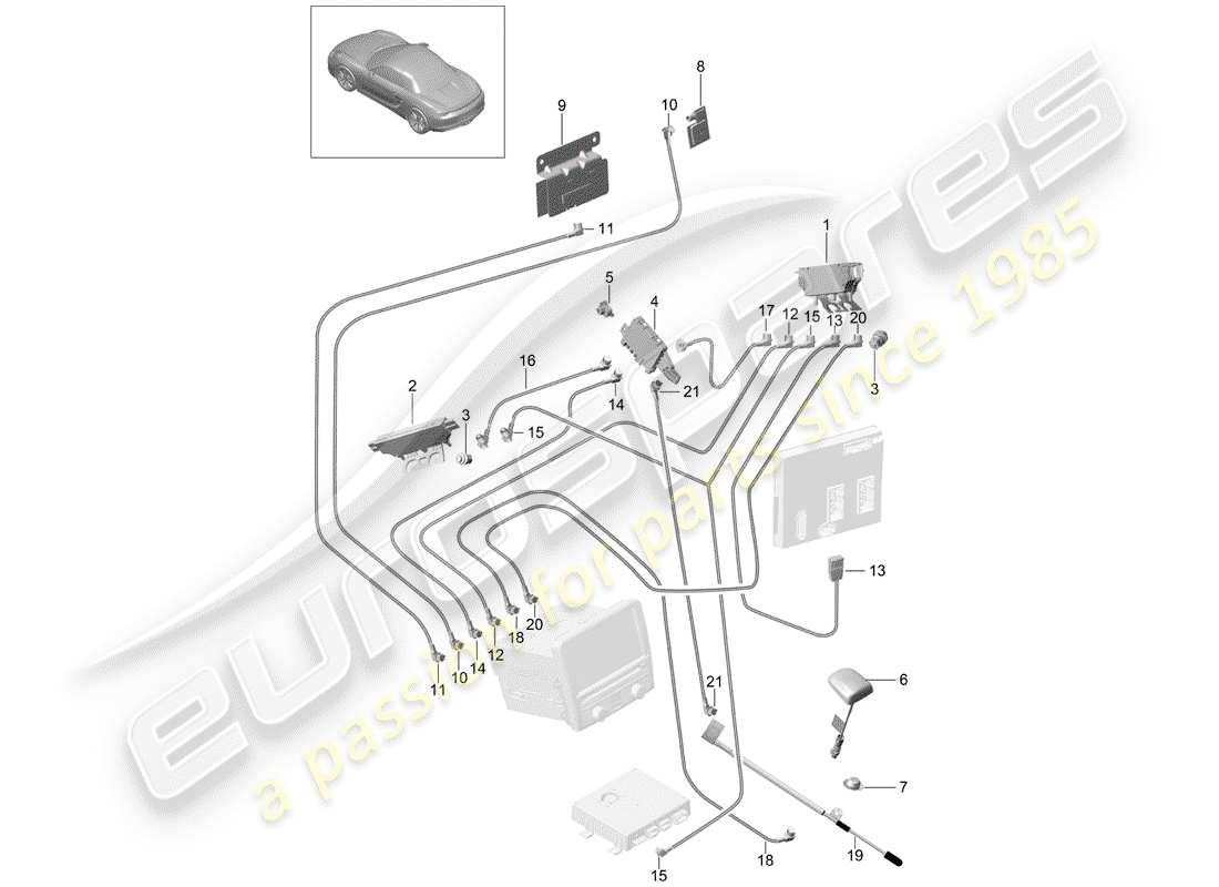 Porsche Boxster 981 (2012) antenna booster Part Diagram