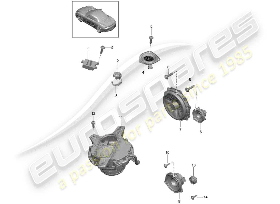 Porsche Boxster 981 (2012) loudspeaker Part Diagram