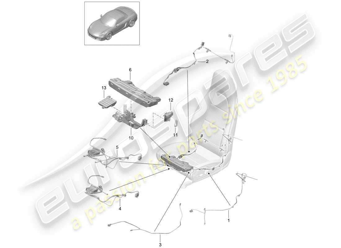 Porsche Boxster 981 (2013) wiring harnesses Part Diagram