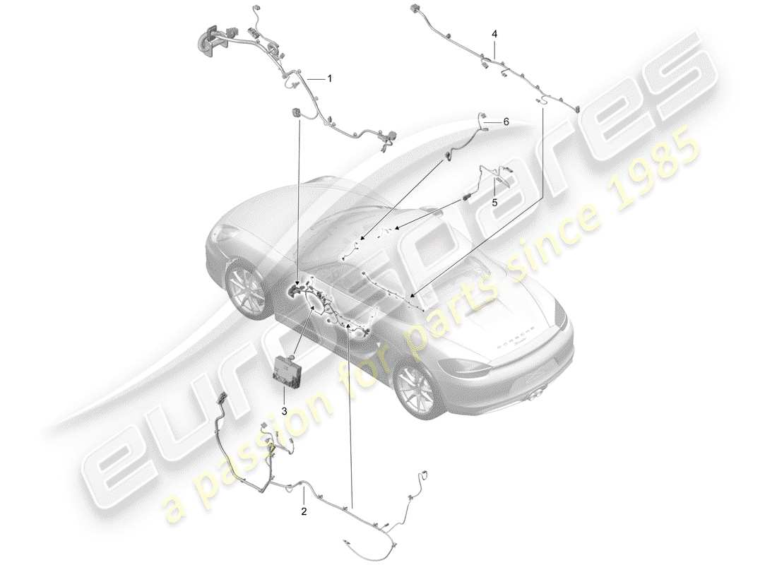 Porsche Boxster 981 (2013) wiring harnesses Part Diagram