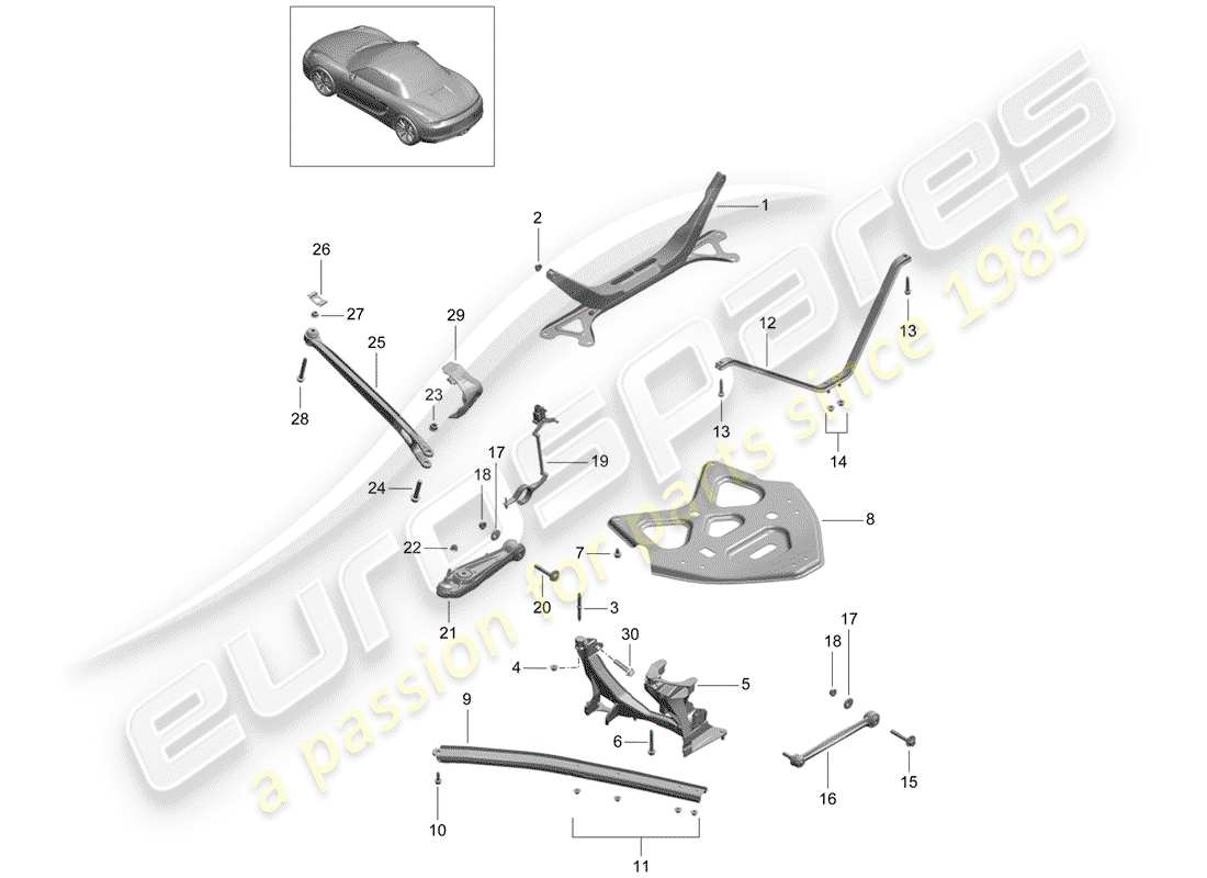 Porsche Boxster 981 (2014) rear axle Part Diagram