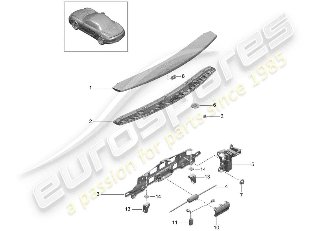 Porsche Boxster 981 (2014) REAR SPOILER Part Diagram