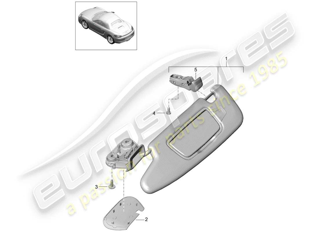 Porsche Boxster 981 (2014) SUN VIZORS Part Diagram