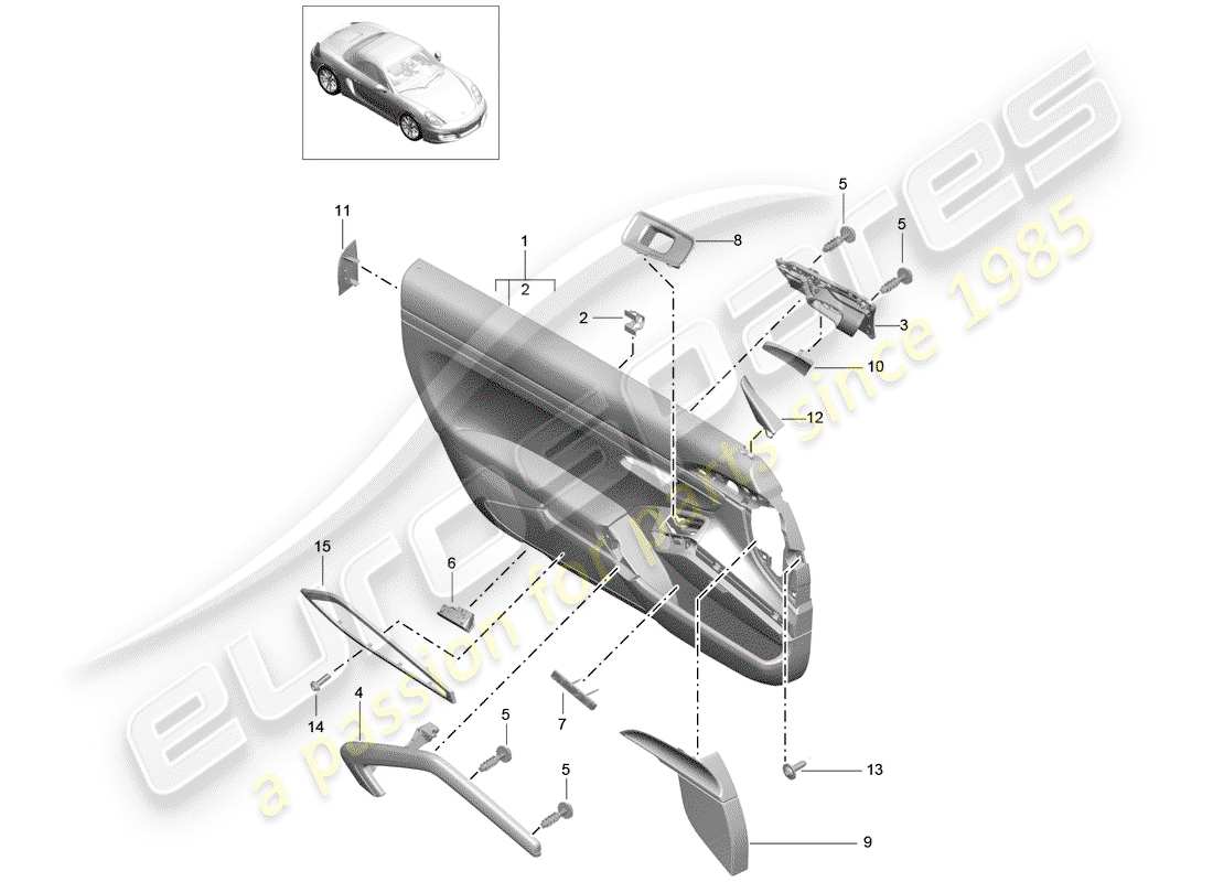 Porsche Boxster 981 (2014) DOOR PANEL Part Diagram