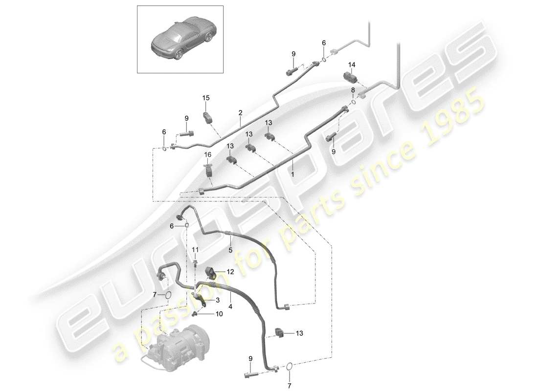 Porsche Boxster 981 (2014) REFRIGERANT CIRCUIT Part Diagram