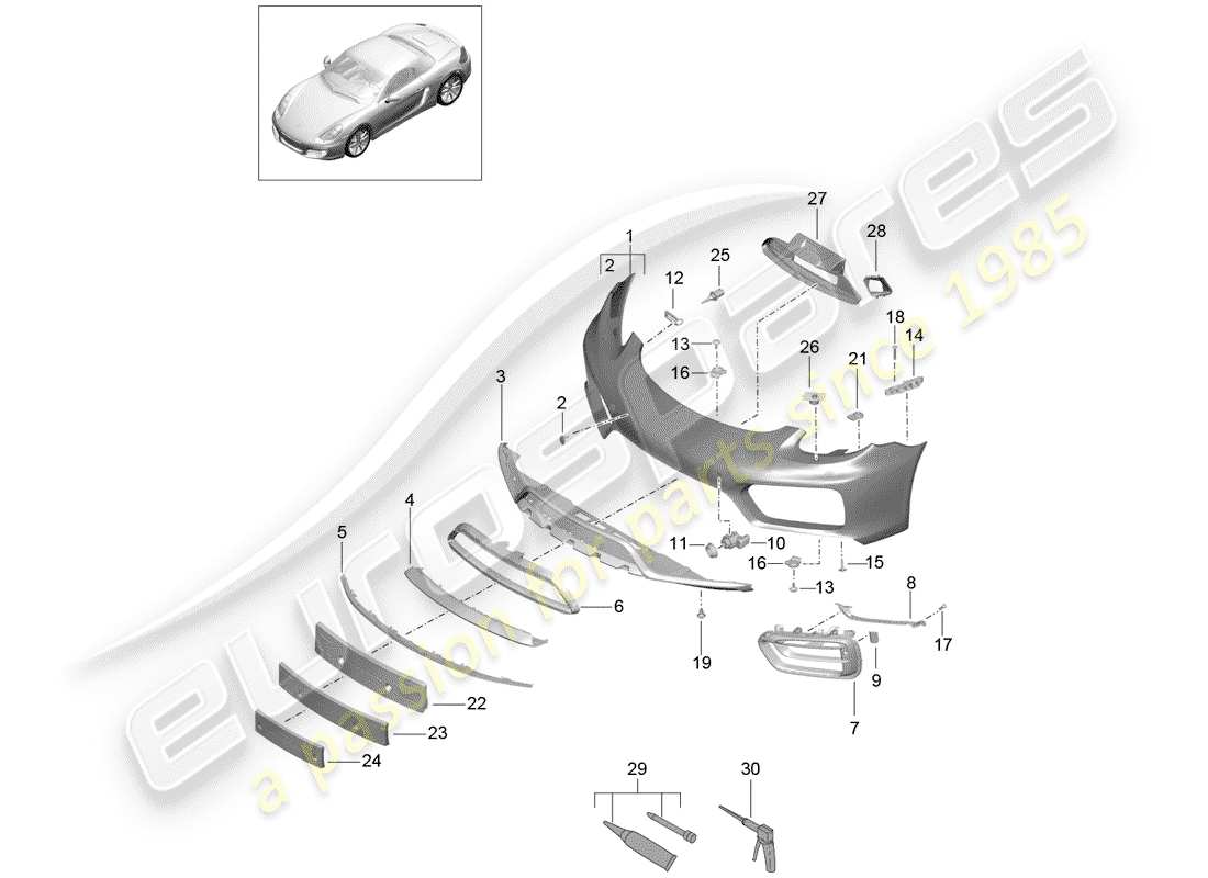 Porsche Boxster 981 (2015) BUMPER Part Diagram