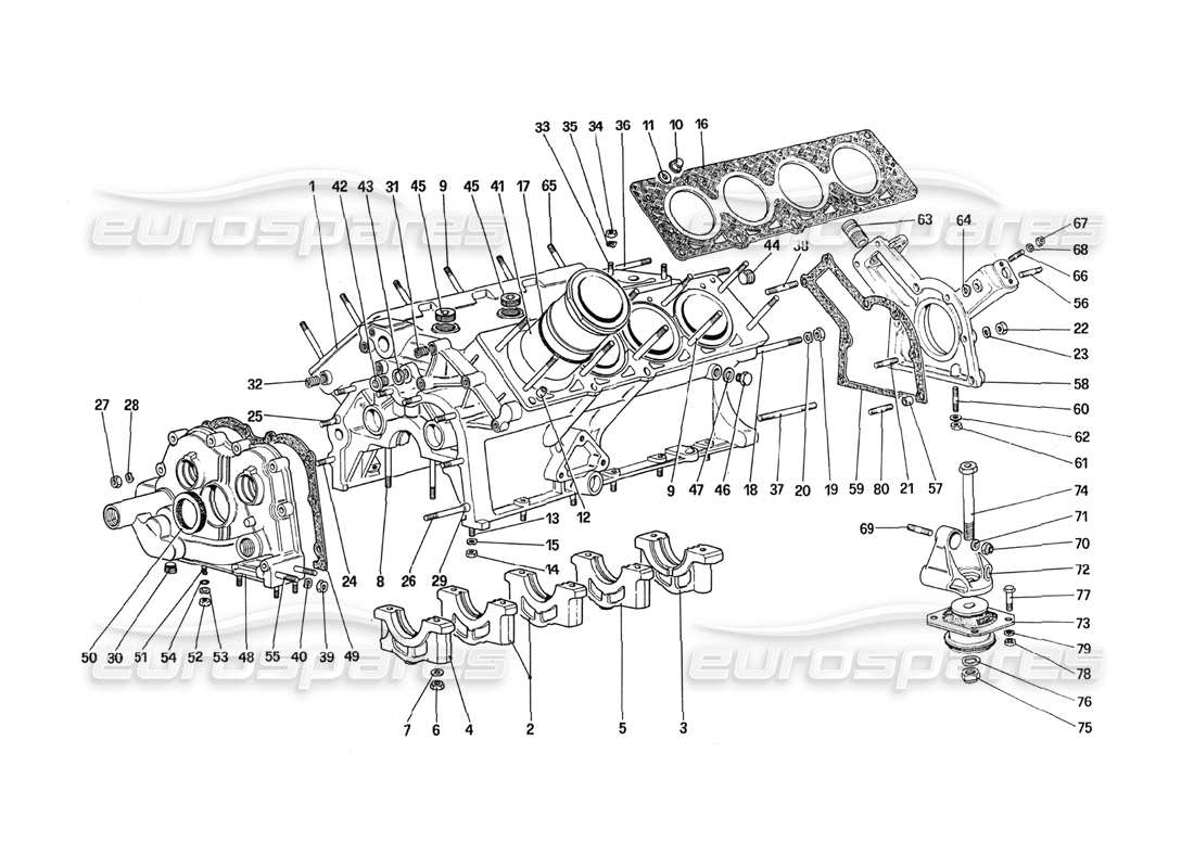 Ferrari 288 GTO crankcase Part Diagram