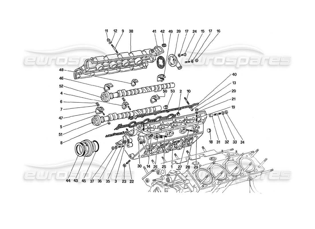 Ferrari 288 GTO Cylinder Head (Right) Part Diagram