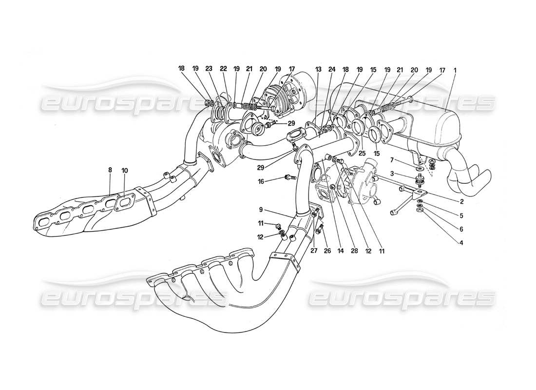 Ferrari 288 GTO Exhaust System Part Diagram