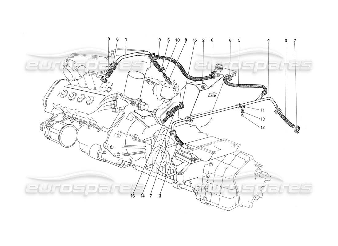 Ferrari 288 GTO Blow - By System Part Diagram