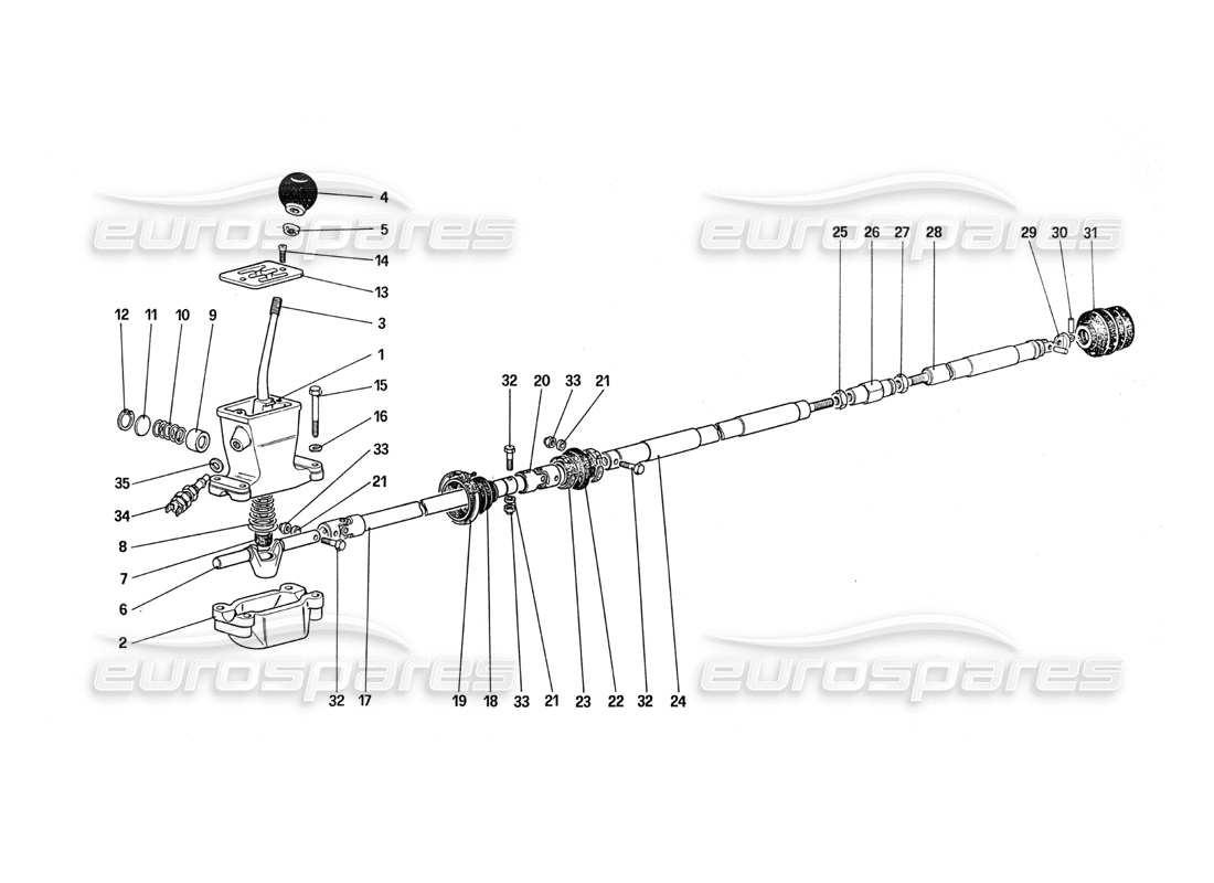 Ferrari 288 GTO Outside Gearbox Controls Part Diagram