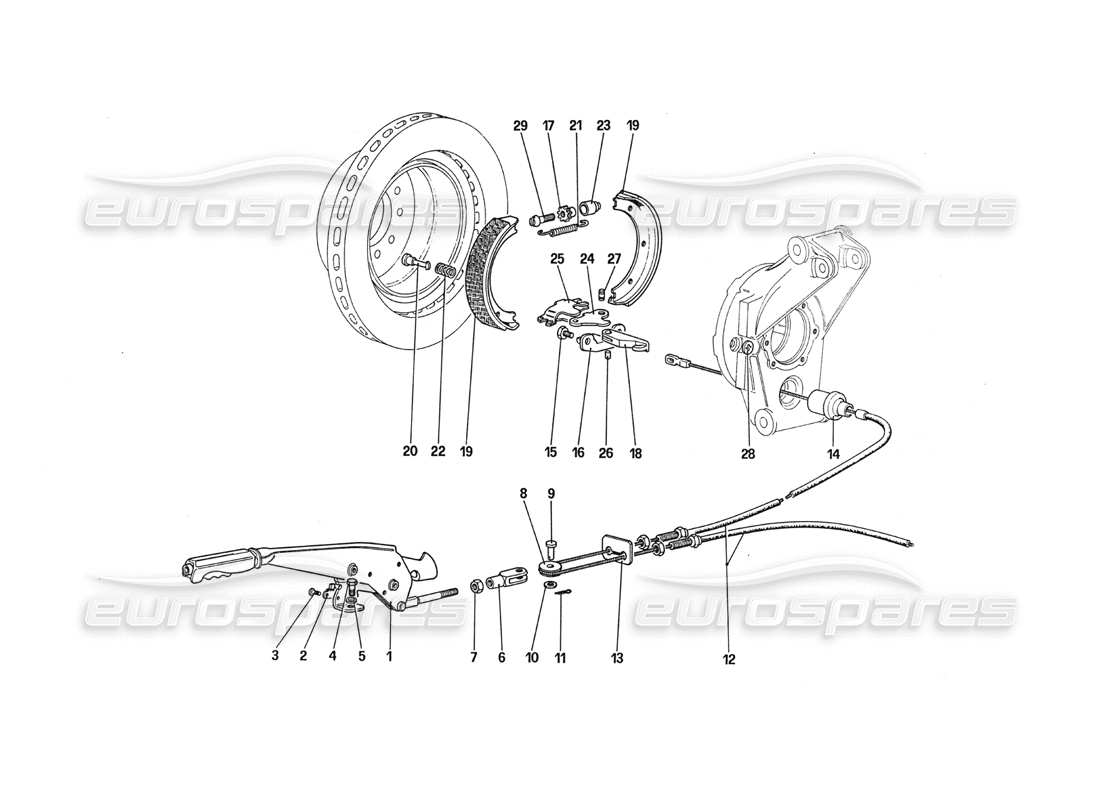 Ferrari 288 GTO Hand - Brake Control Part Diagram