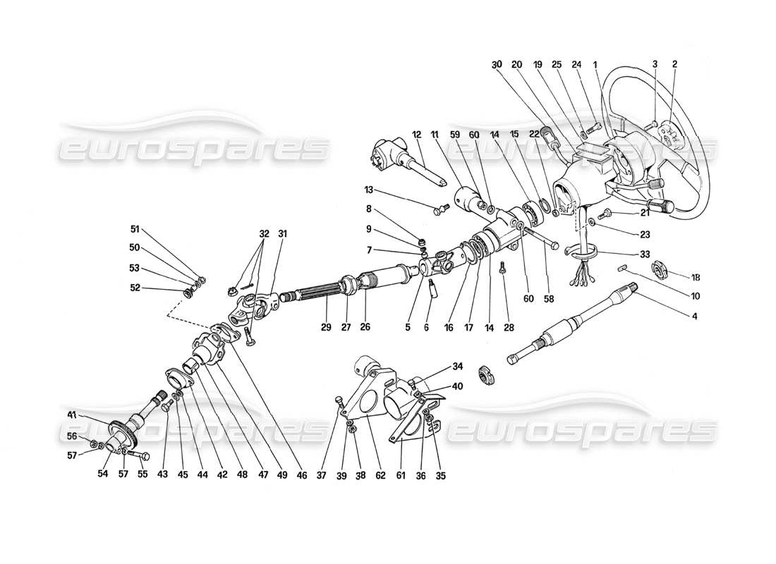 Ferrari 288 GTO Steering Culumn Part Diagram