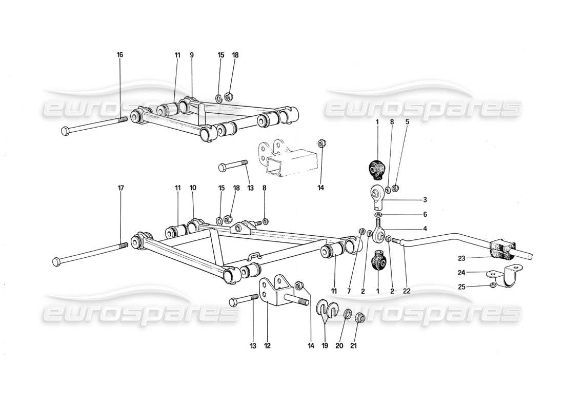 Ferrari 288 GTO Rear Suspension - Wishbones Part Diagram