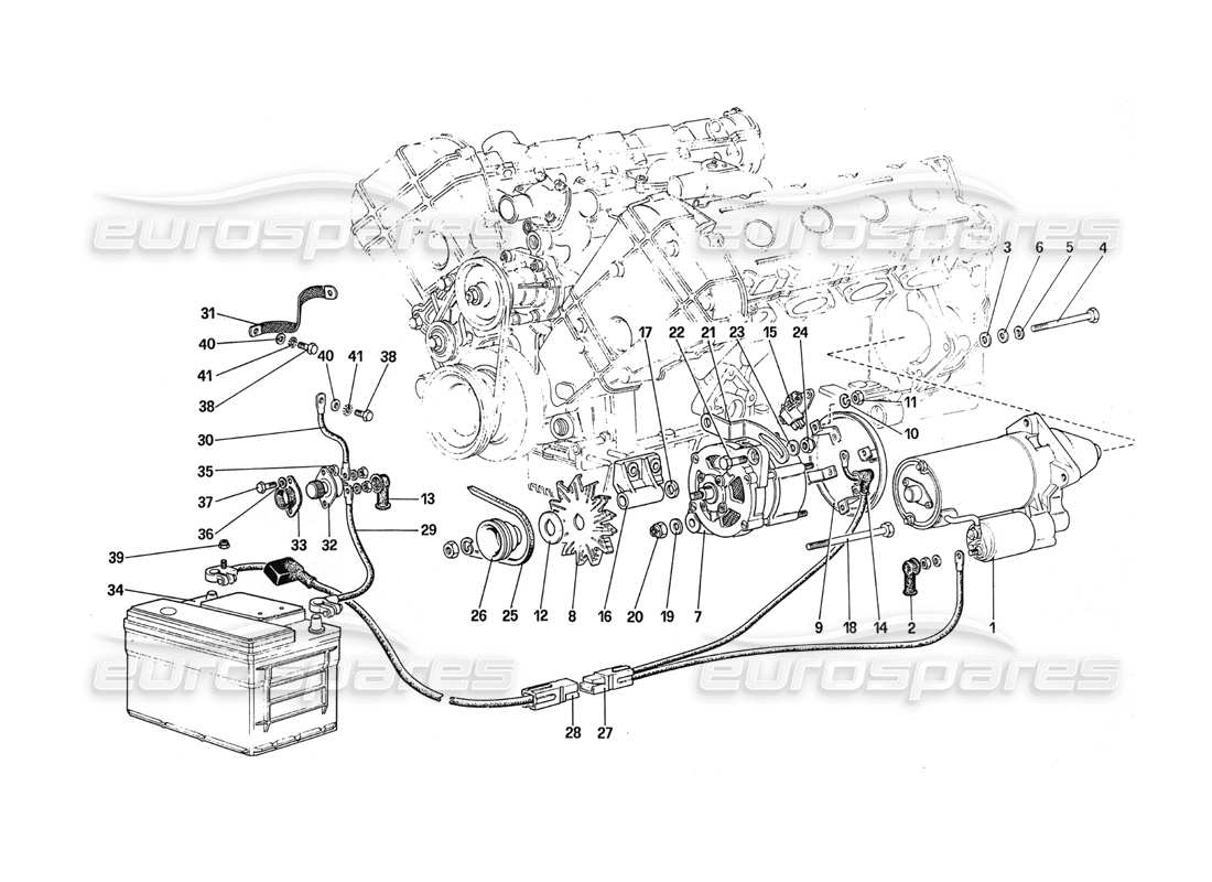 Ferrari 288 GTO Electric Generating System Part Diagram