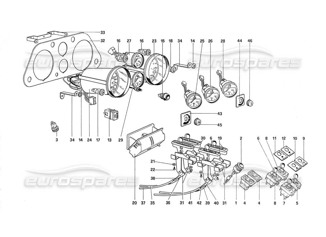 Ferrari 288 GTO Instruments and Accessories Part Diagram