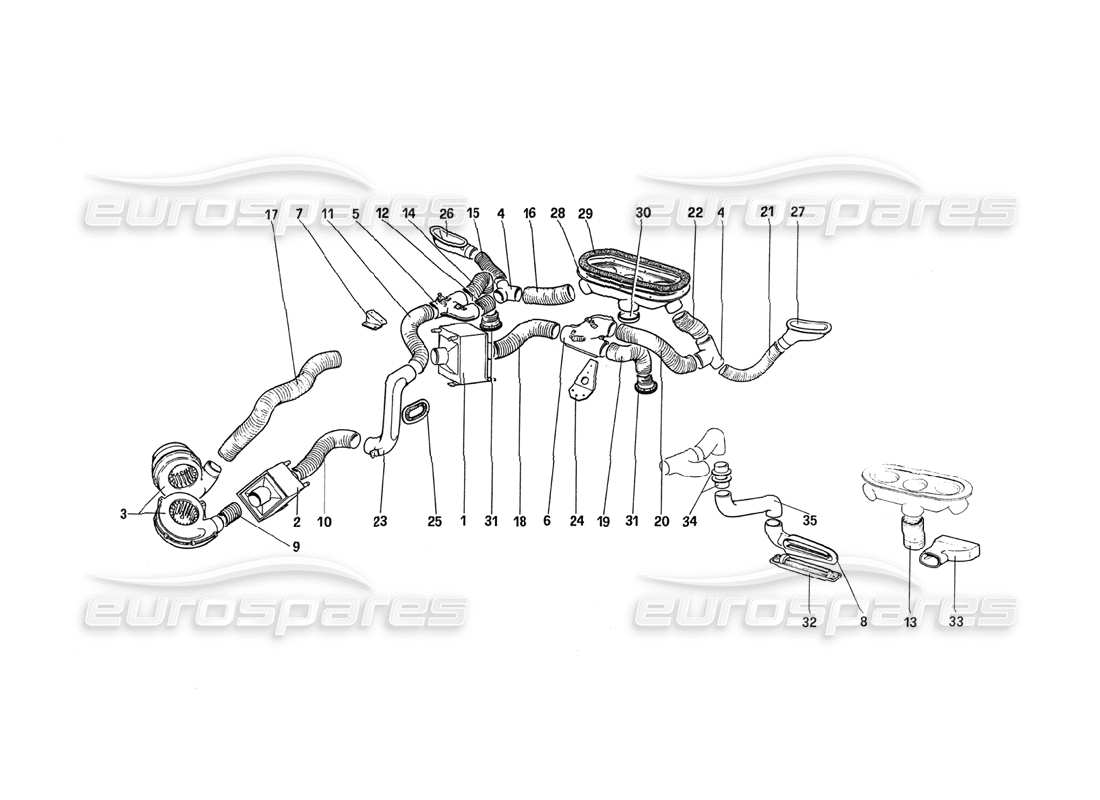 Ferrari 288 GTO Heating System Part Diagram