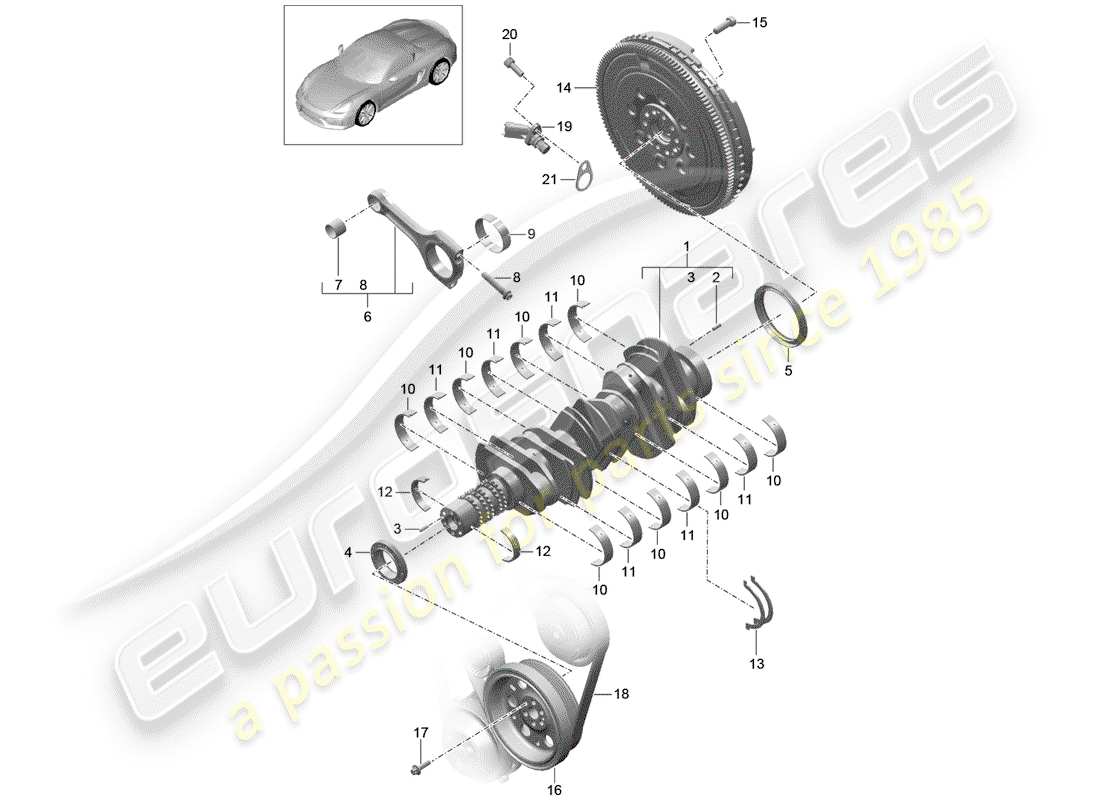 Porsche Boxster Spyder (2016) crankshaft Part Diagram