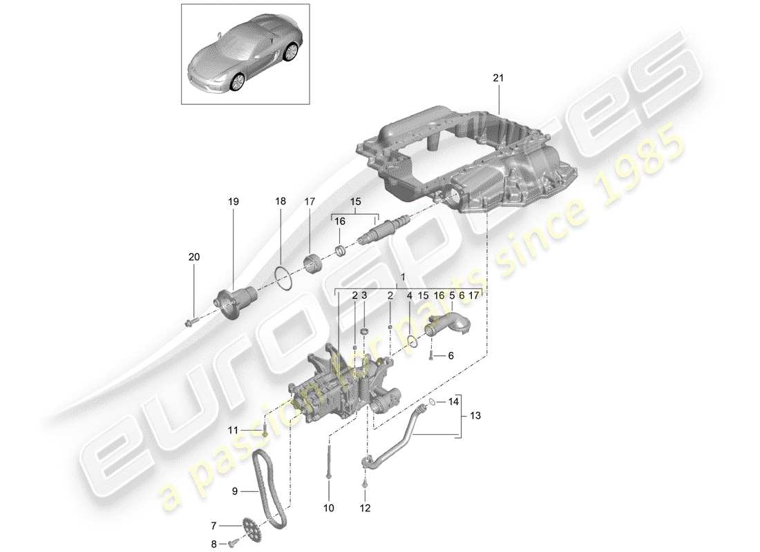 Porsche Boxster Spyder (2016) oil pump Part Diagram