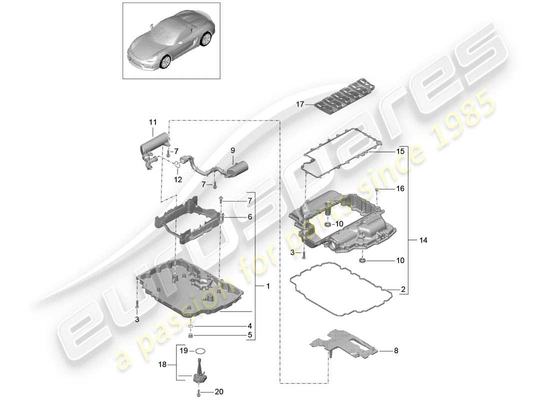 Porsche Boxster Spyder (2016) OIL PAN Part Diagram