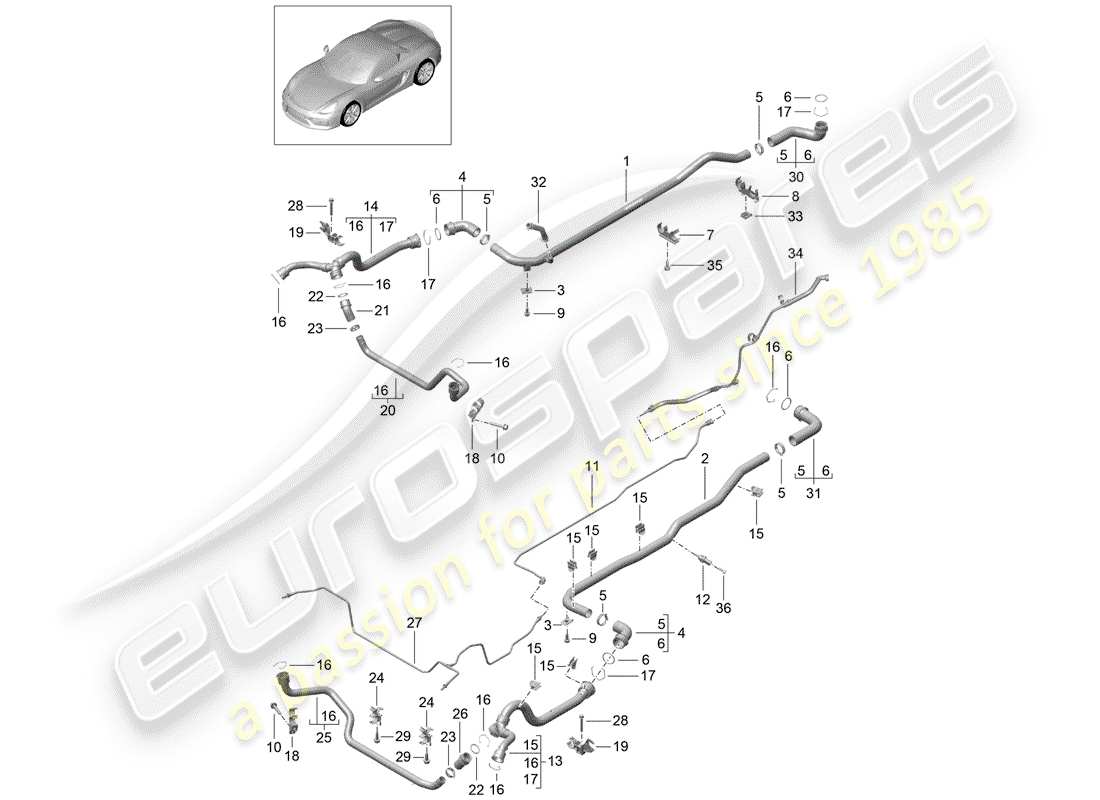 Porsche Boxster Spyder (2016) water cooling 1 Part Diagram