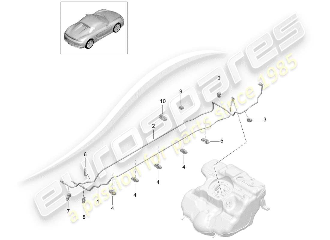 Porsche Boxster Spyder (2016) fuel system Part Diagram