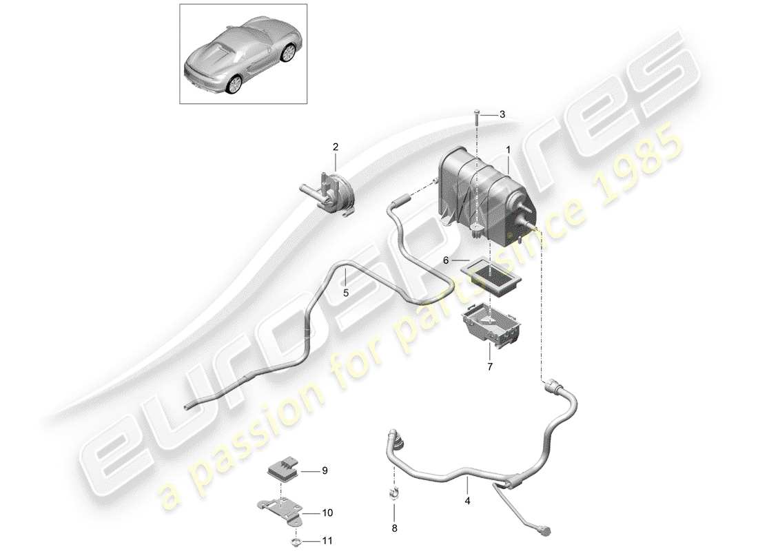 Porsche Boxster Spyder (2016) EVAPORATIVE EMISSION CANISTER Part Diagram