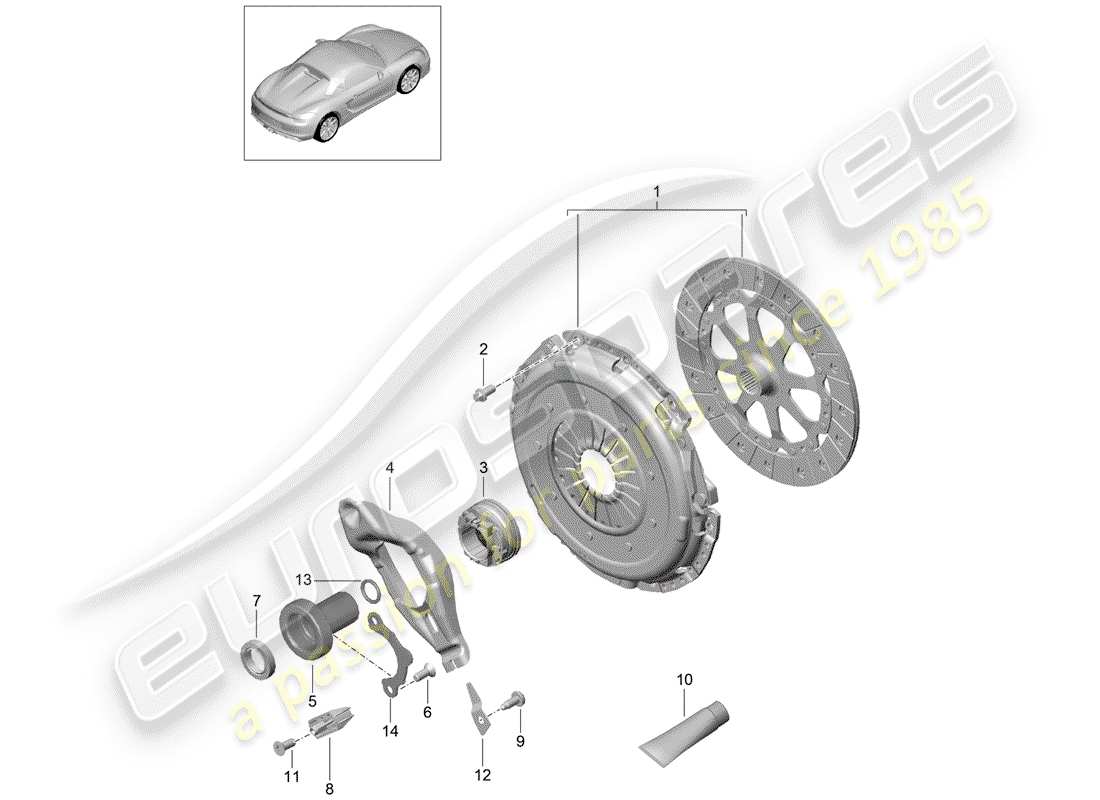 Porsche Boxster Spyder (2016) clutch Part Diagram