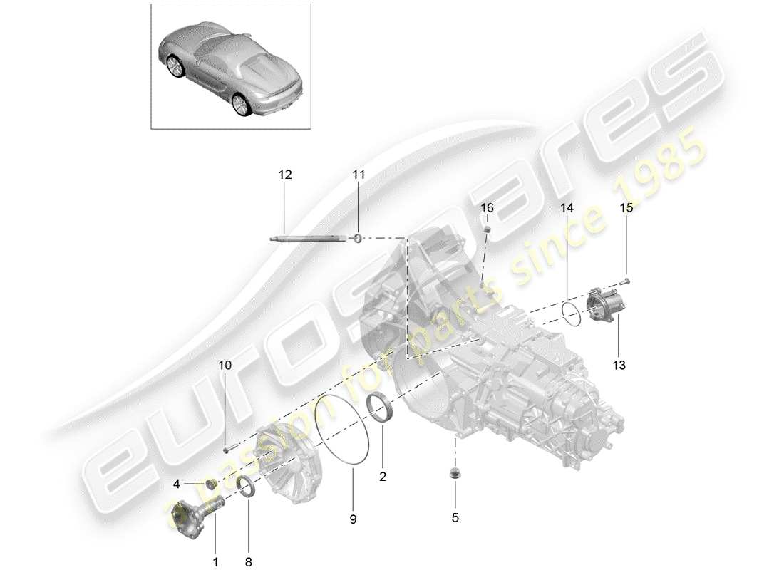 Porsche Boxster Spyder (2016) MANUAL GEARBOX Part Diagram