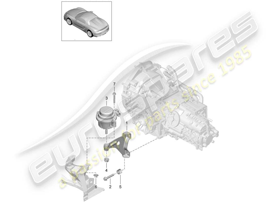 Porsche Boxster Spyder (2016) TRANSMISSION SUSPENSION Part Diagram