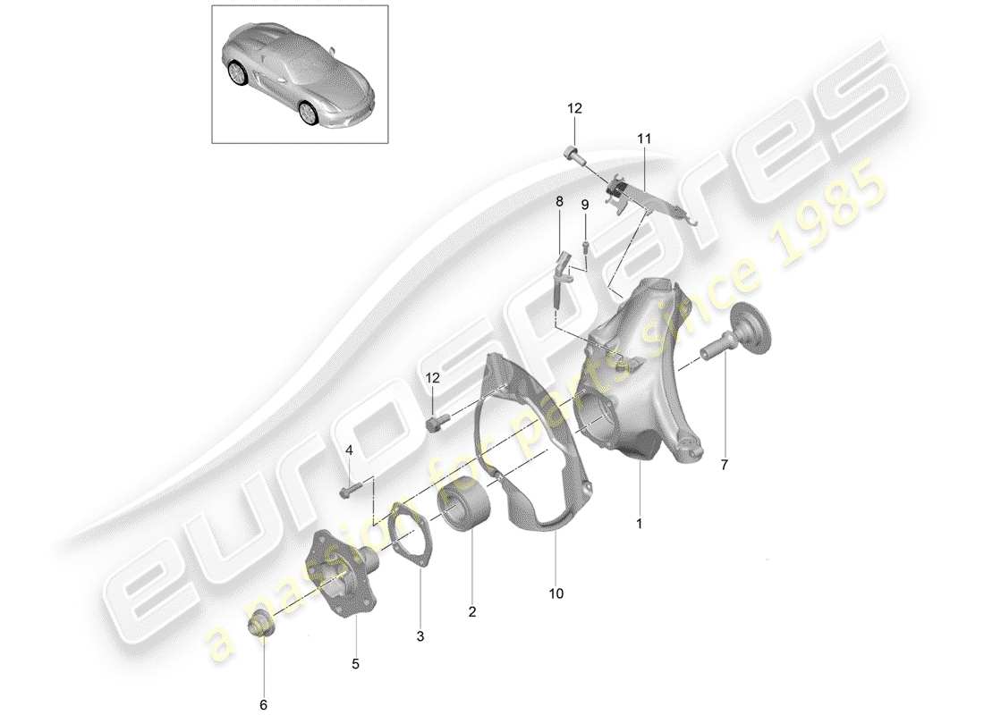 Porsche Boxster Spyder (2016) wheel carrier Part Diagram