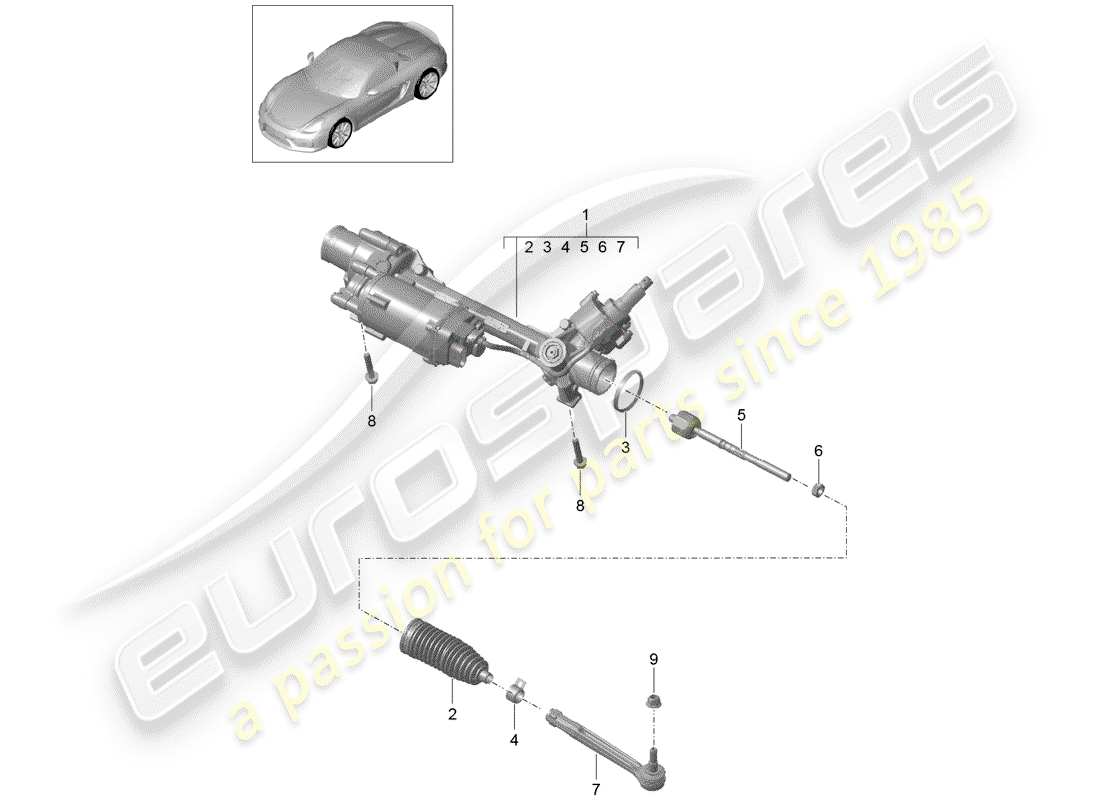Porsche Boxster Spyder (2016) STEERING GEAR Part Diagram