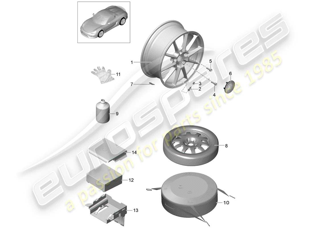 Porsche Boxster Spyder (2016) Wheels Parts Diagram