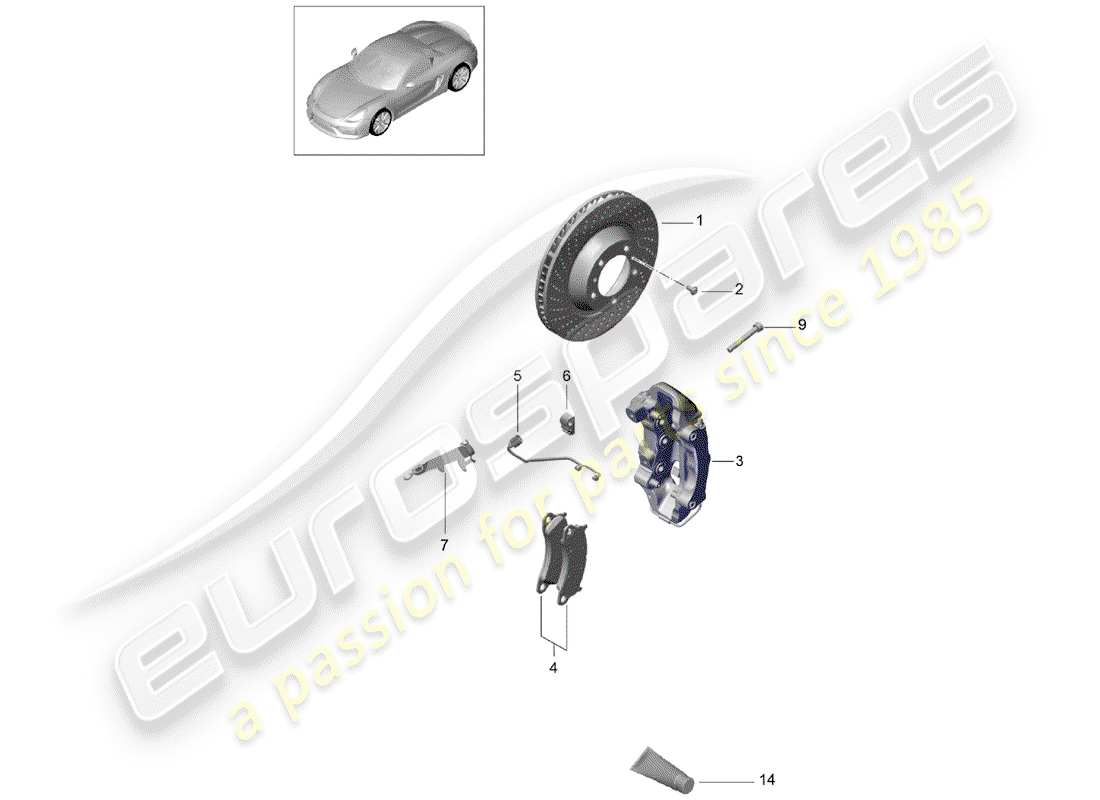 Porsche Boxster Spyder (2016) disc brakes Parts Diagram