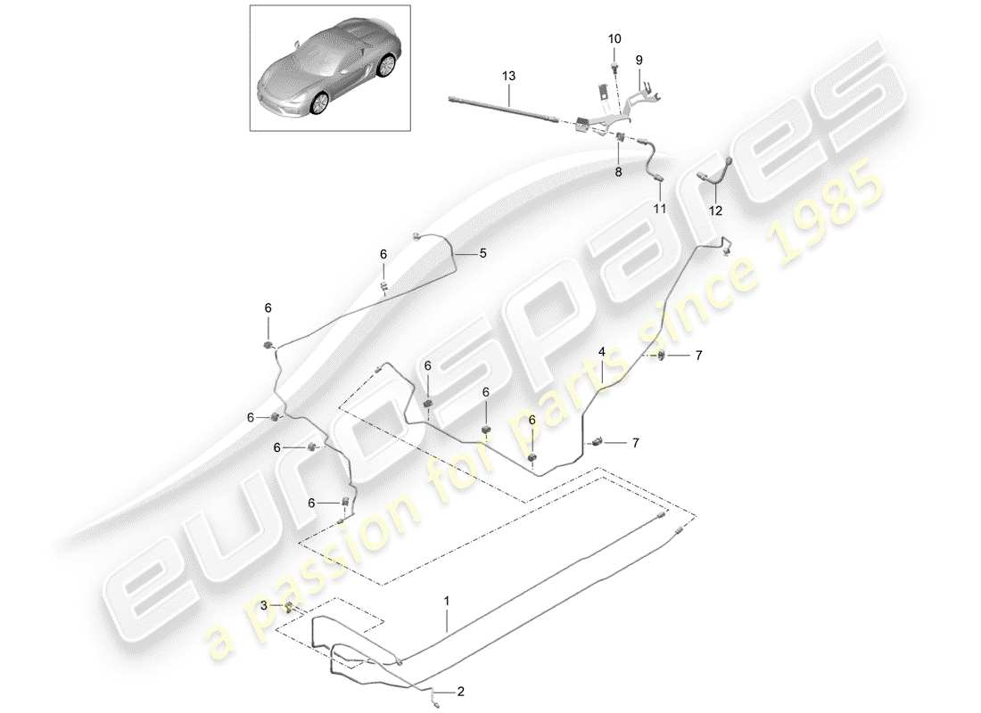 Porsche Boxster Spyder (2016) brake lines Part Diagram