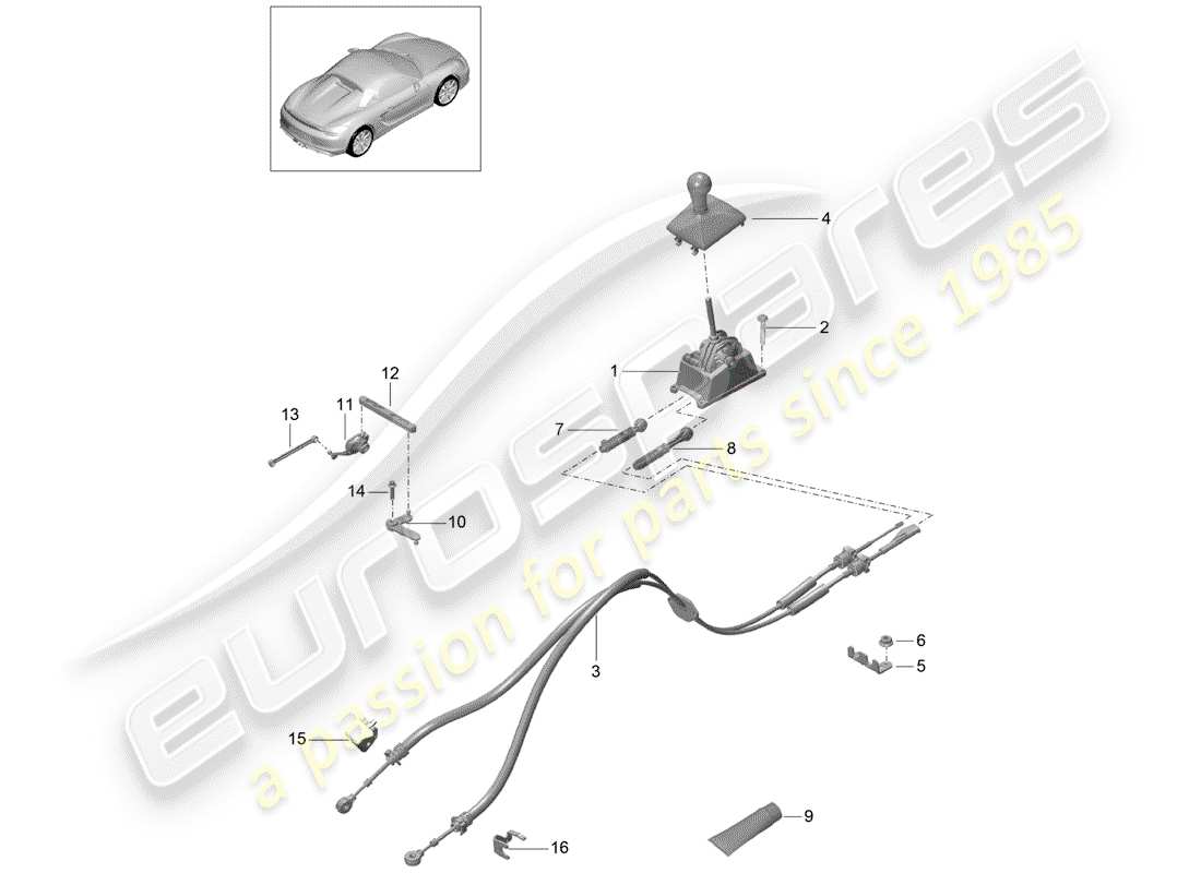 Porsche Boxster Spyder (2016) transmission control Part Diagram