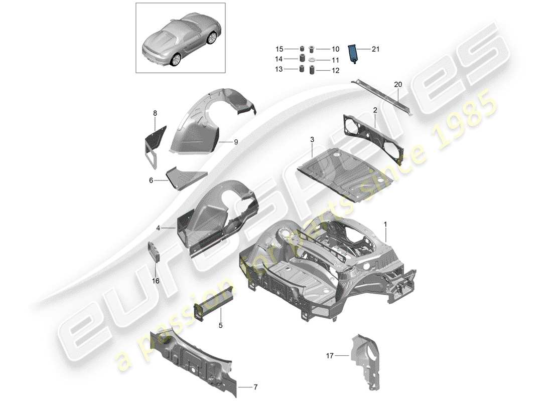 Porsche Boxster Spyder (2016) REAR END Part Diagram