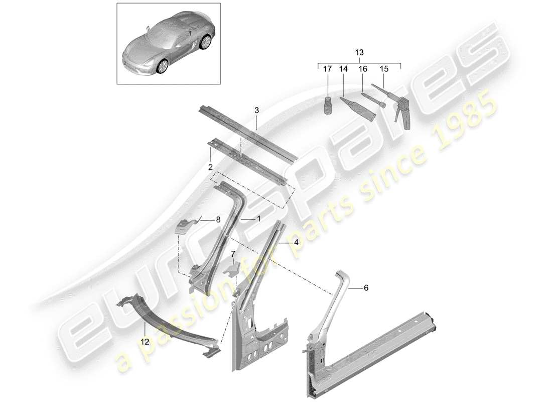 Porsche Boxster Spyder (2016) COWL Part Diagram