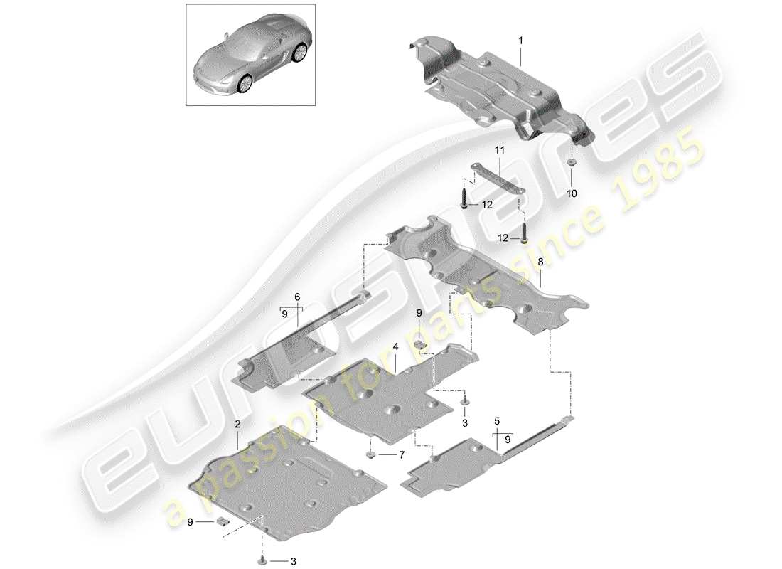 Porsche Boxster Spyder (2016) LINING Part Diagram
