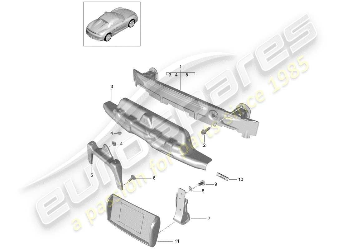 Porsche Boxster Spyder (2016) BUMPER BRACKET Part Diagram