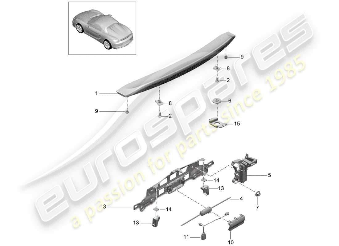 Porsche Boxster Spyder (2016) REAR SPOILER Part Diagram