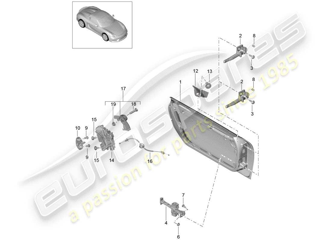 Porsche Boxster Spyder (2016) DOOR SHELL Parts Diagram