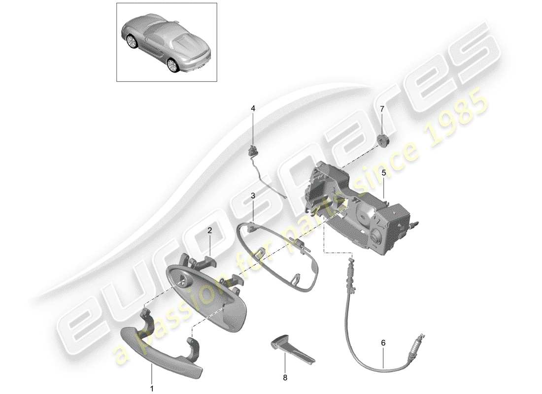 Porsche Boxster Spyder (2016) door handle Part Diagram