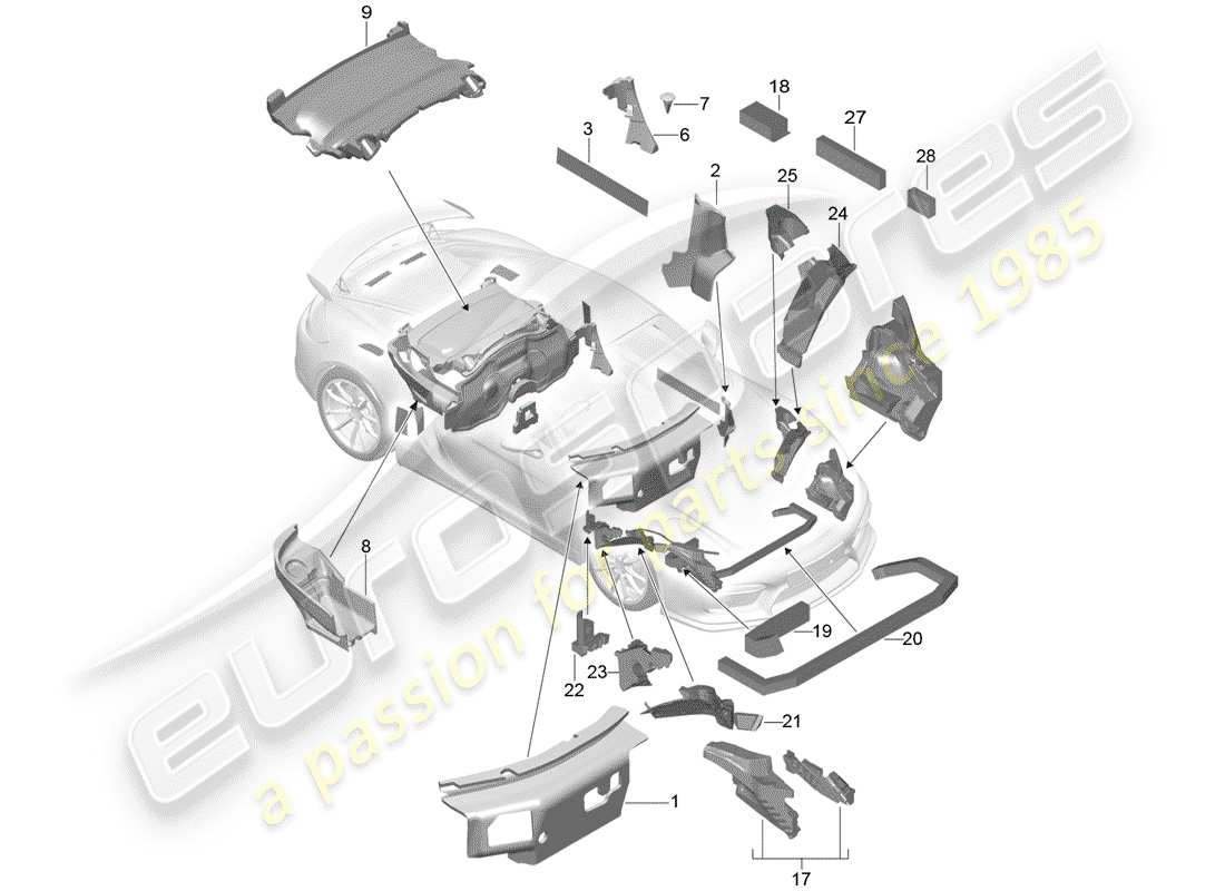 Porsche Boxster Spyder (2016) Body Shell Part Diagram