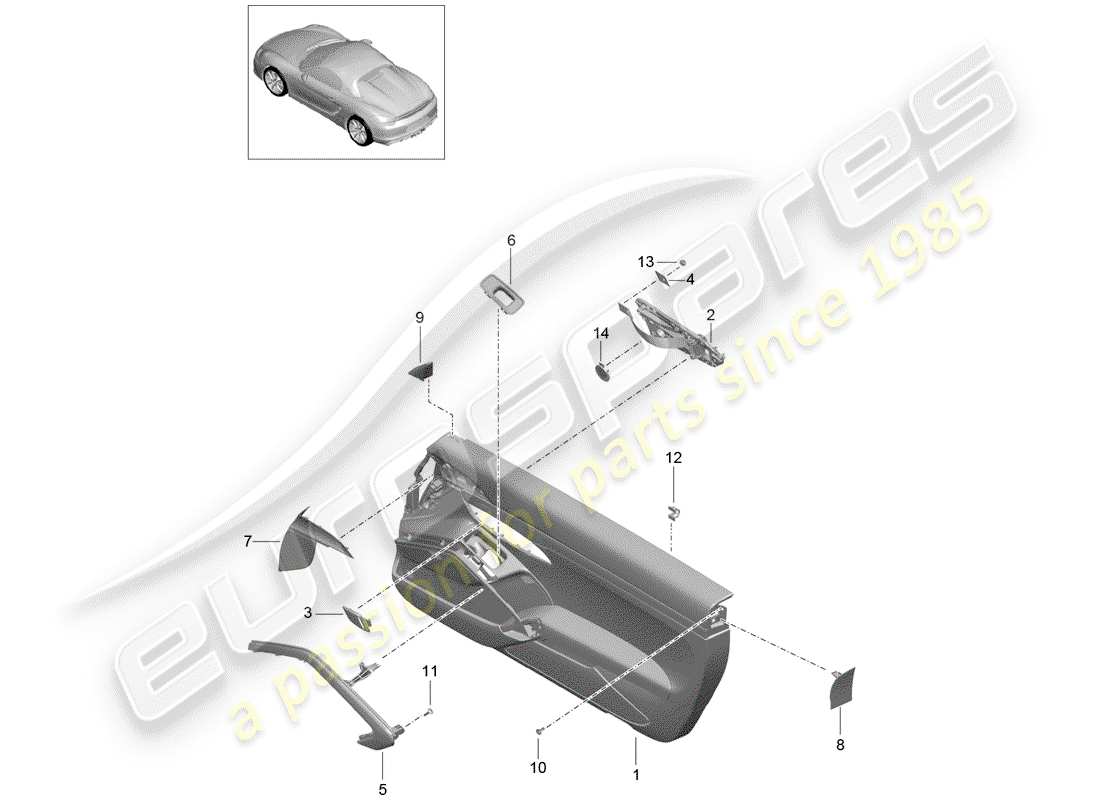 Porsche Boxster Spyder (2016) DOOR PANEL Part Diagram